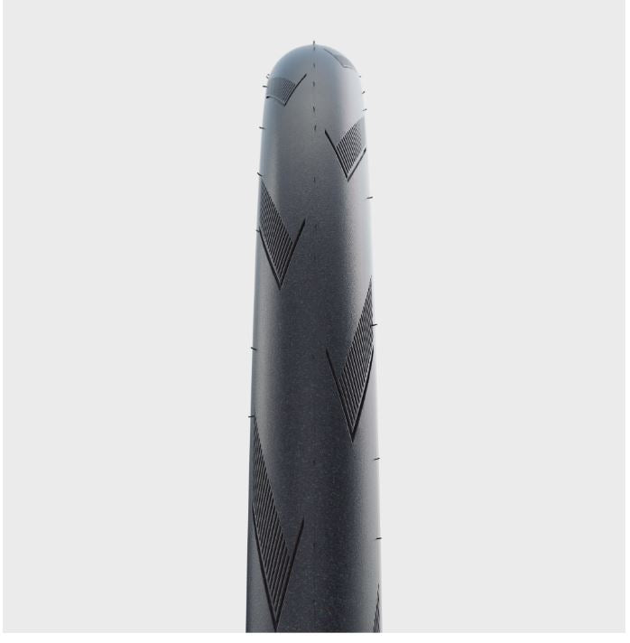 Schwalbe Pro One Super Race V-Guard Tubeless Folding Black Tire 700c x 25mm, front tread view