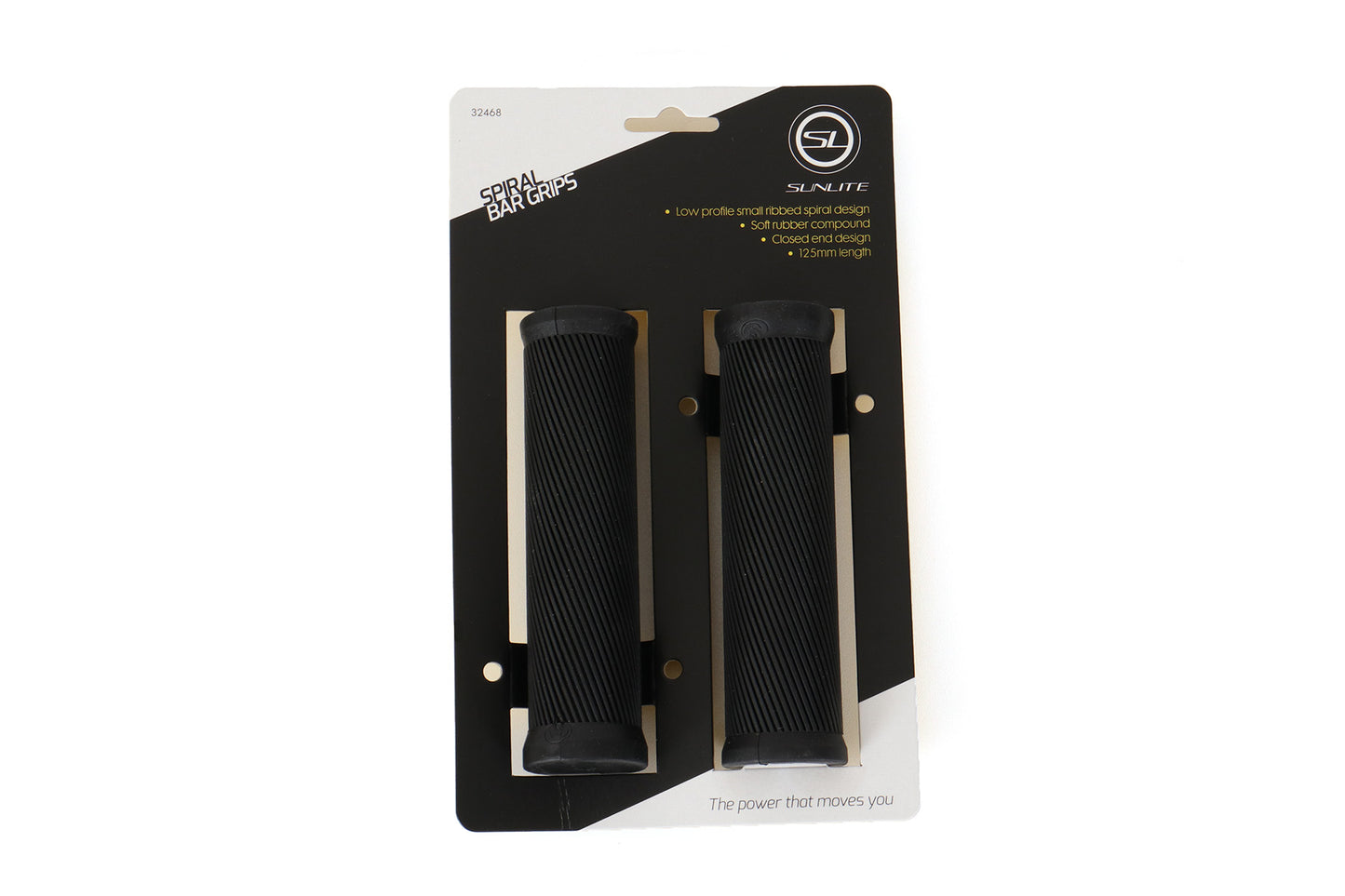 Sunlite Grips Spiral 125mm Black studio image front in packaging