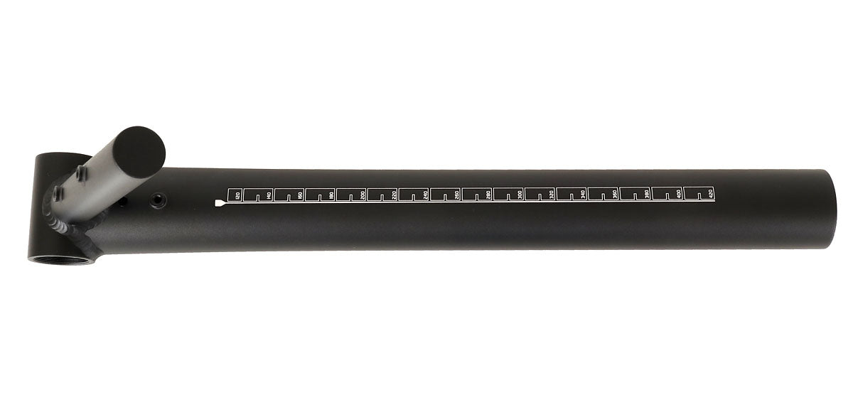 HP Velotechnik Front Boom KO Black with Scale with Derailleur Tube top view.