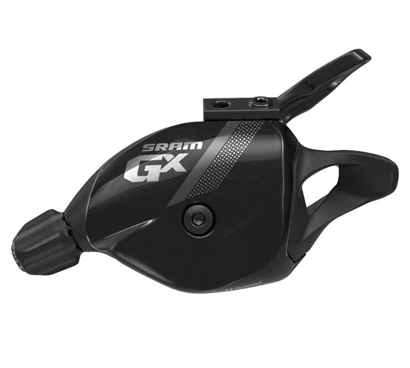 SRAM GX 2x11-speed left trigger shifter in black color with a handlebar clamp.