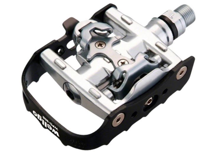 Wellgo WPD-95B Clipless/Clip Pedals on a white background, showing the top and side of the left pedal.