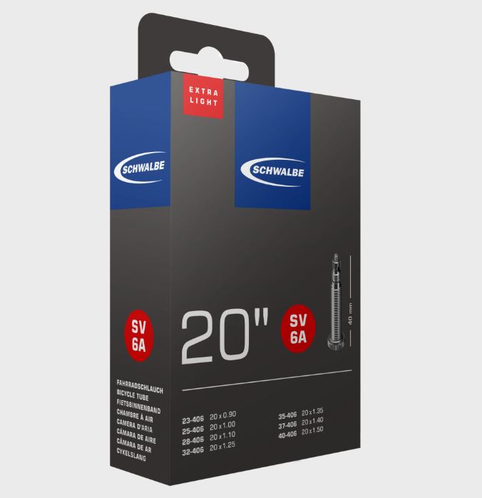 Schwalbe 40mm Valve Stem SV6A Extra Light Presta Tube 20 x 0.9-1.5 inch (406mm)