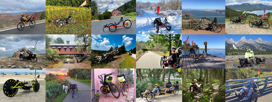A collage of recumbent bike and trike pictures from the calendar contest.