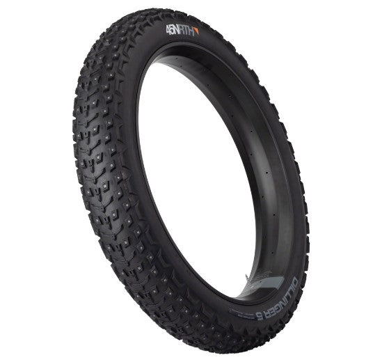 45NRTH Dillinger 5 Studded Folding 120 tpi Fat Tire 26 x 4.6", studio full tire view