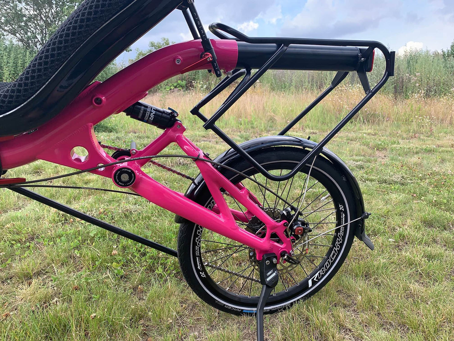 Azub Rear Bike Rack, left side view shown on bike