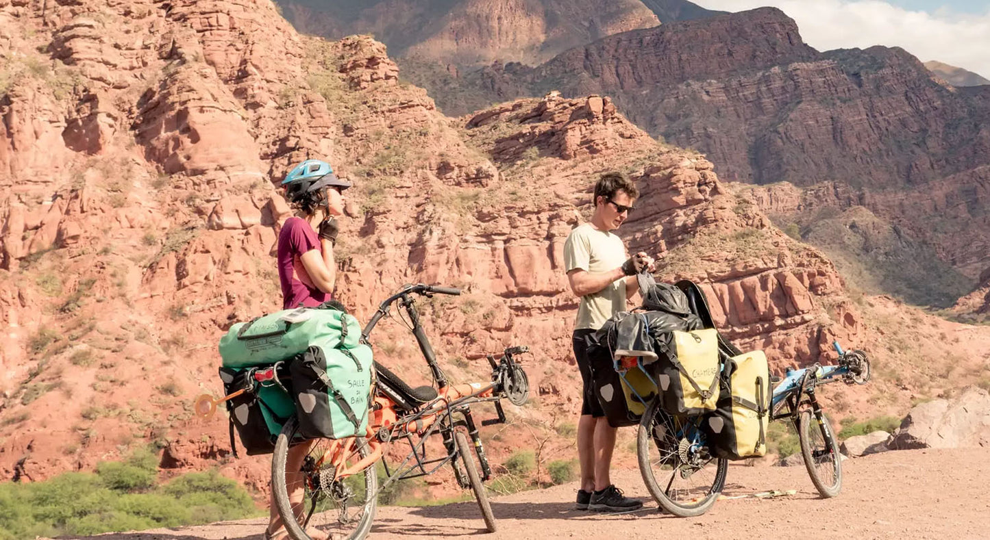 Azub Rear Bike Rack, shown with load on bike