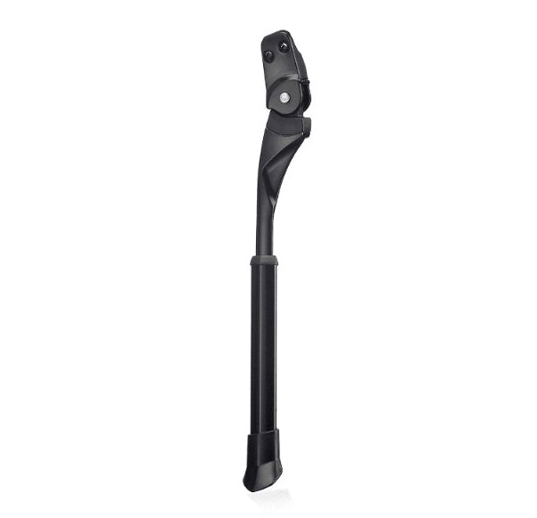 Studio image of black rear mounted adjustable kickstand not installed on anything. 