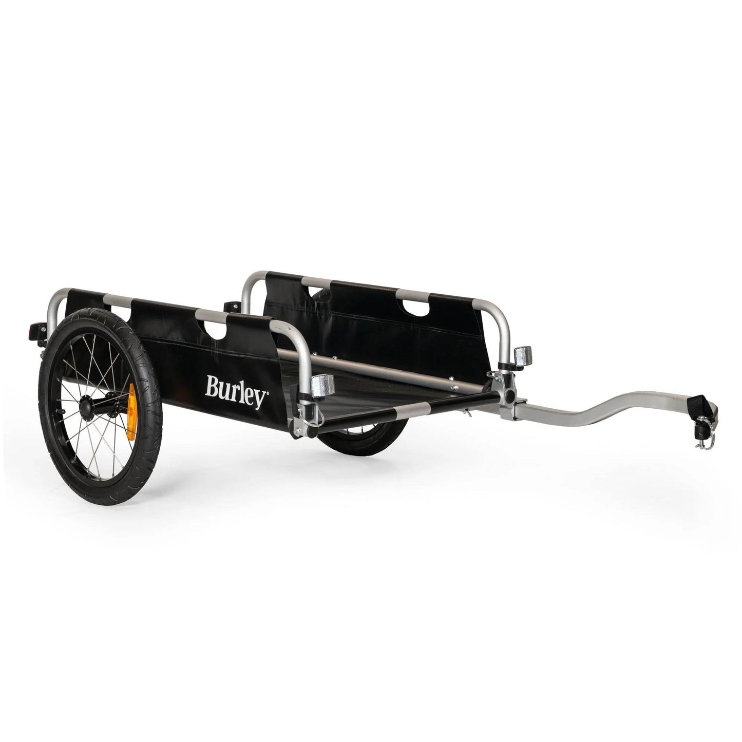 Front quarter view of the Burley Flatbed Cargo Trailer, shown on a white background.