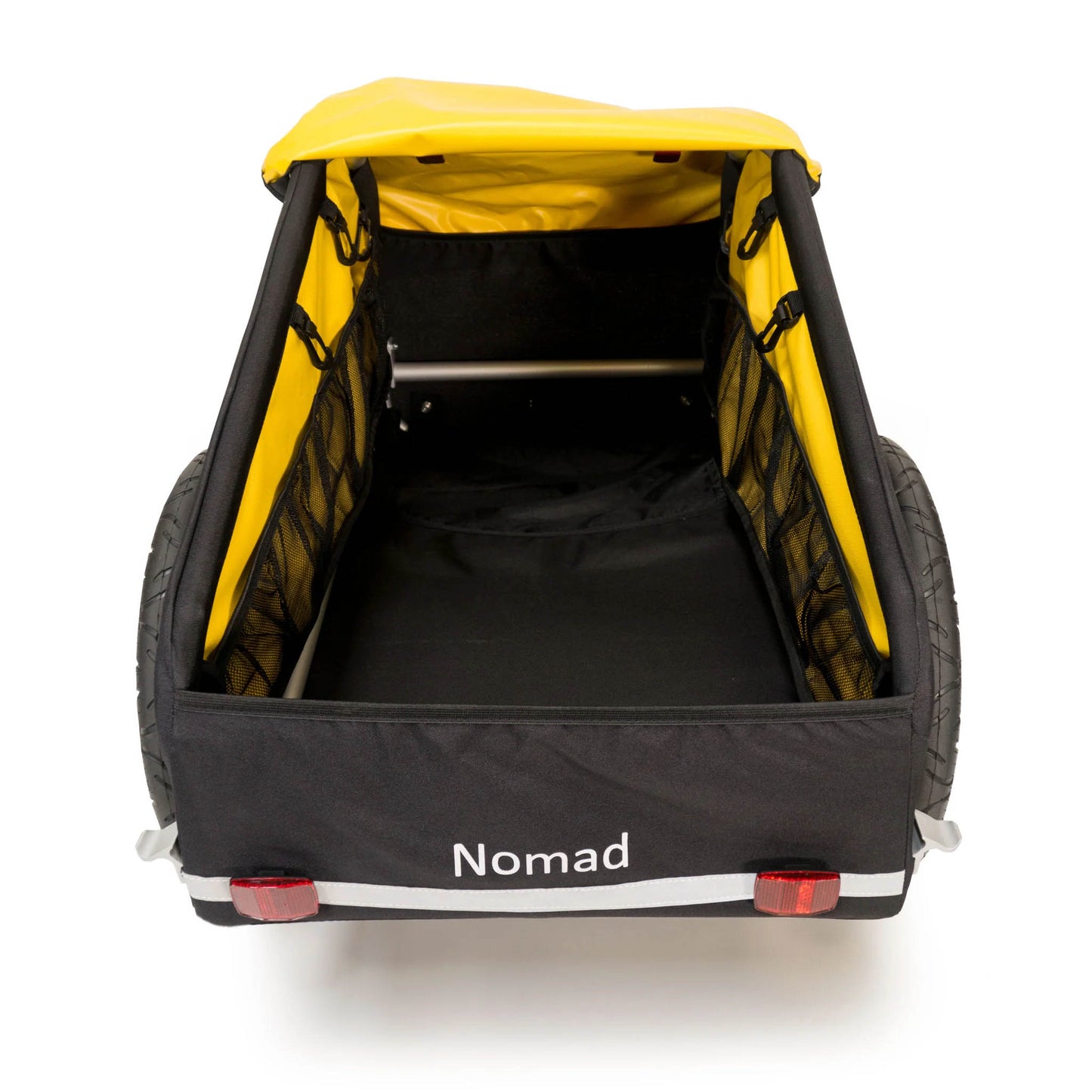 Overhead view of the Burley Nomad Cargo Trailer, shown with the cover open, on a white background.