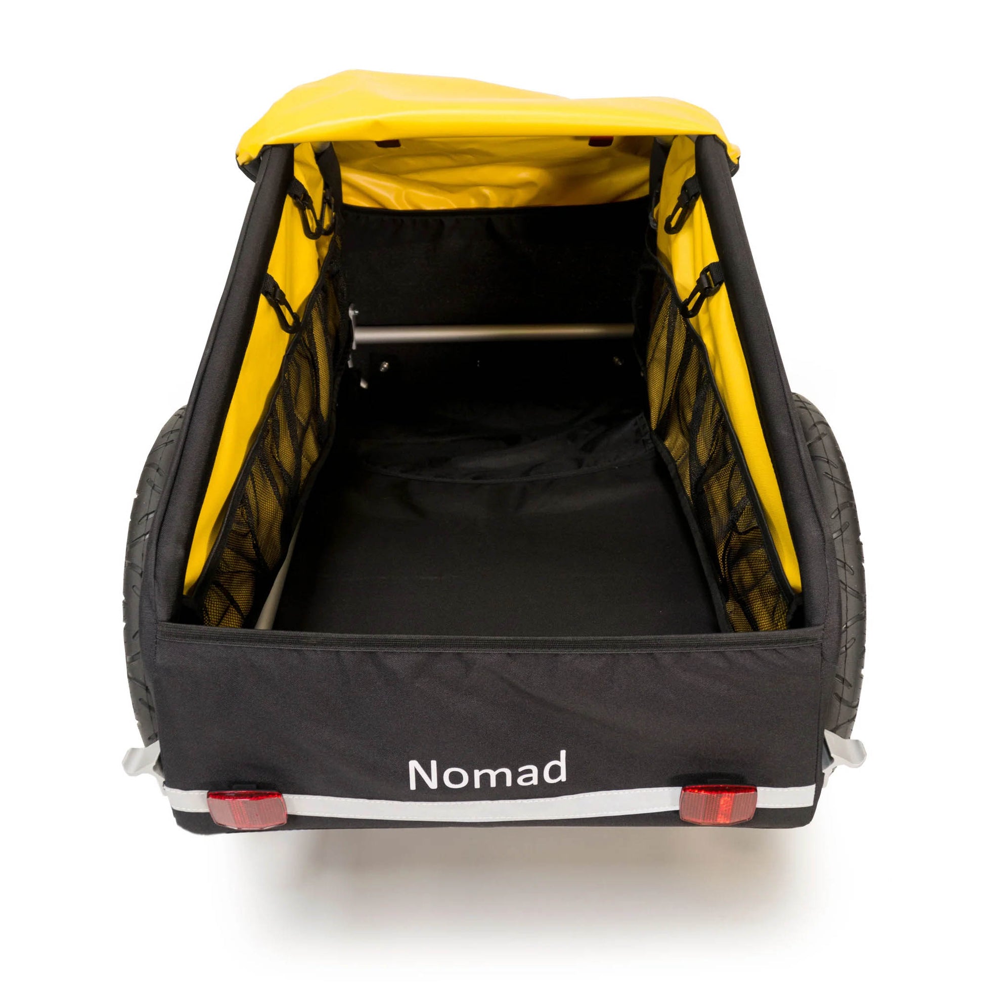 Overhead view of the Burley Nomad Cargo Trailer, shown with the cover open, on a white background.