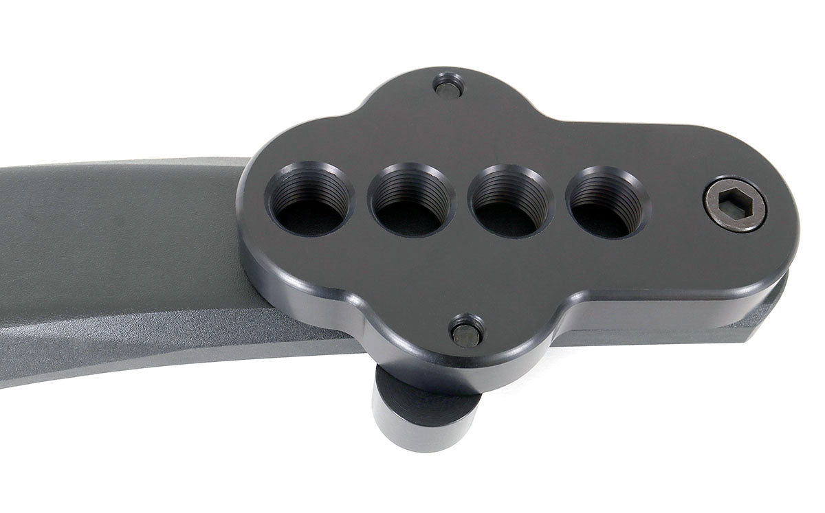 CJ Ackley Machine Company Wide Black Crank Arm Shorteners Pair mounted on a crank arm.