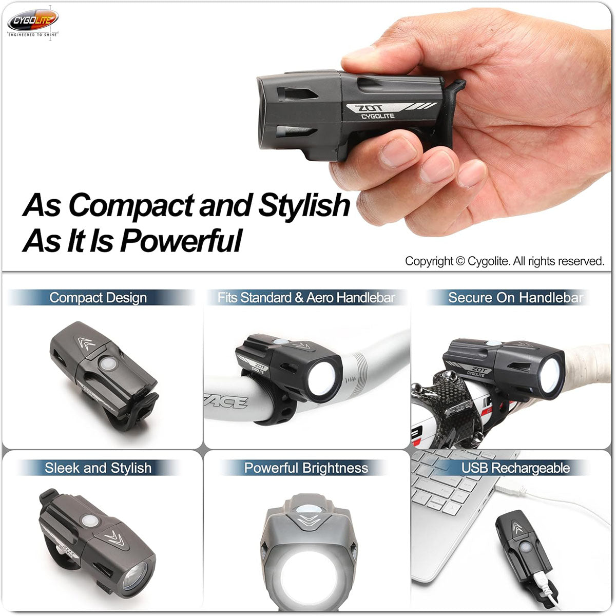 Cygolite Zot 600 Headlight, features view
