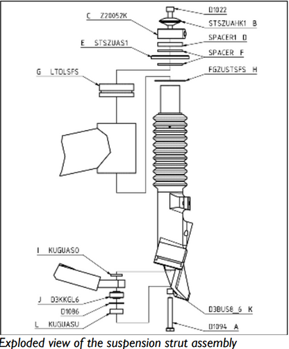 HP Velotechnik exploded view of the suspension strut interior