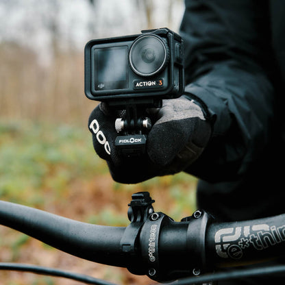 Fidlock PINCLIP Action Cam Mount mounted to DJI Action 3 camera