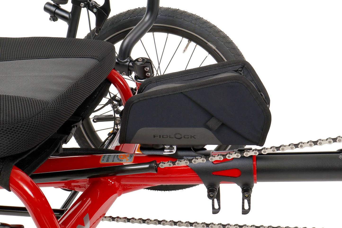 Fidlock TWIST Essential Medium Bag Black, studio side view mounted on trike
