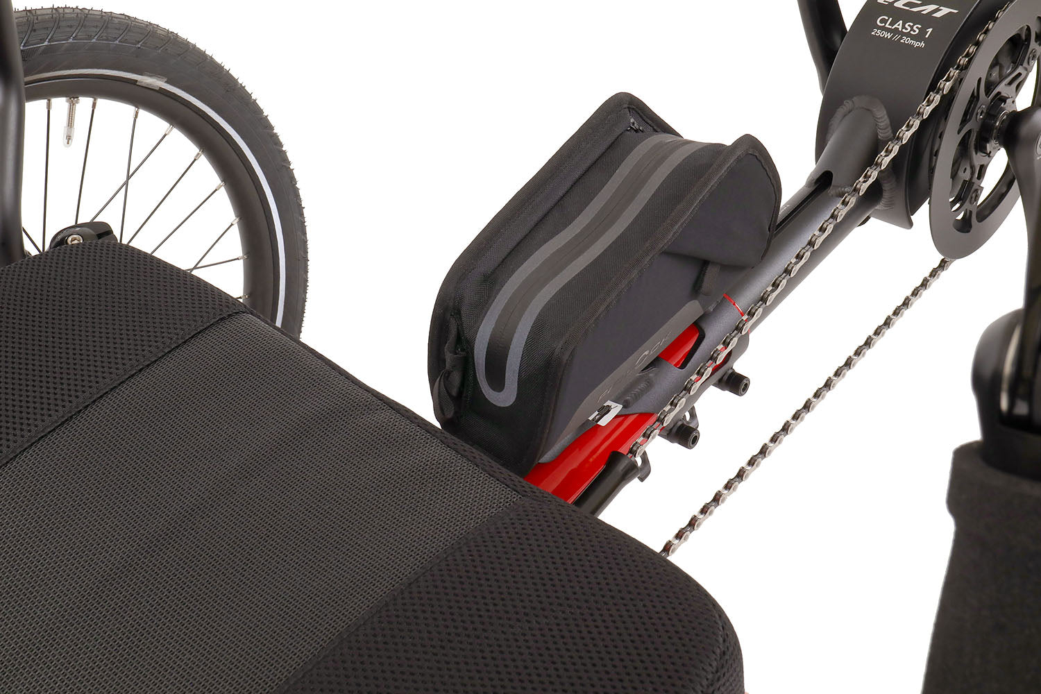 Fidlock TWIST Essential Medium Bag Black, studio rear quarter view mounted on trike