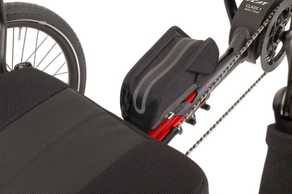 Fidlock TWIST Essential Medium Bag Black, studio rear quarter view mounted on trike