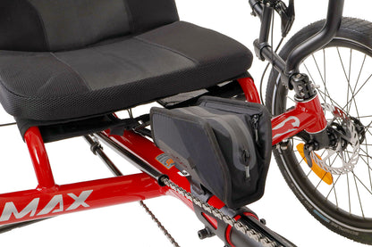 Fidlock TWIST Essential Medium Bag Black, studio front quarter view mounted on trike
