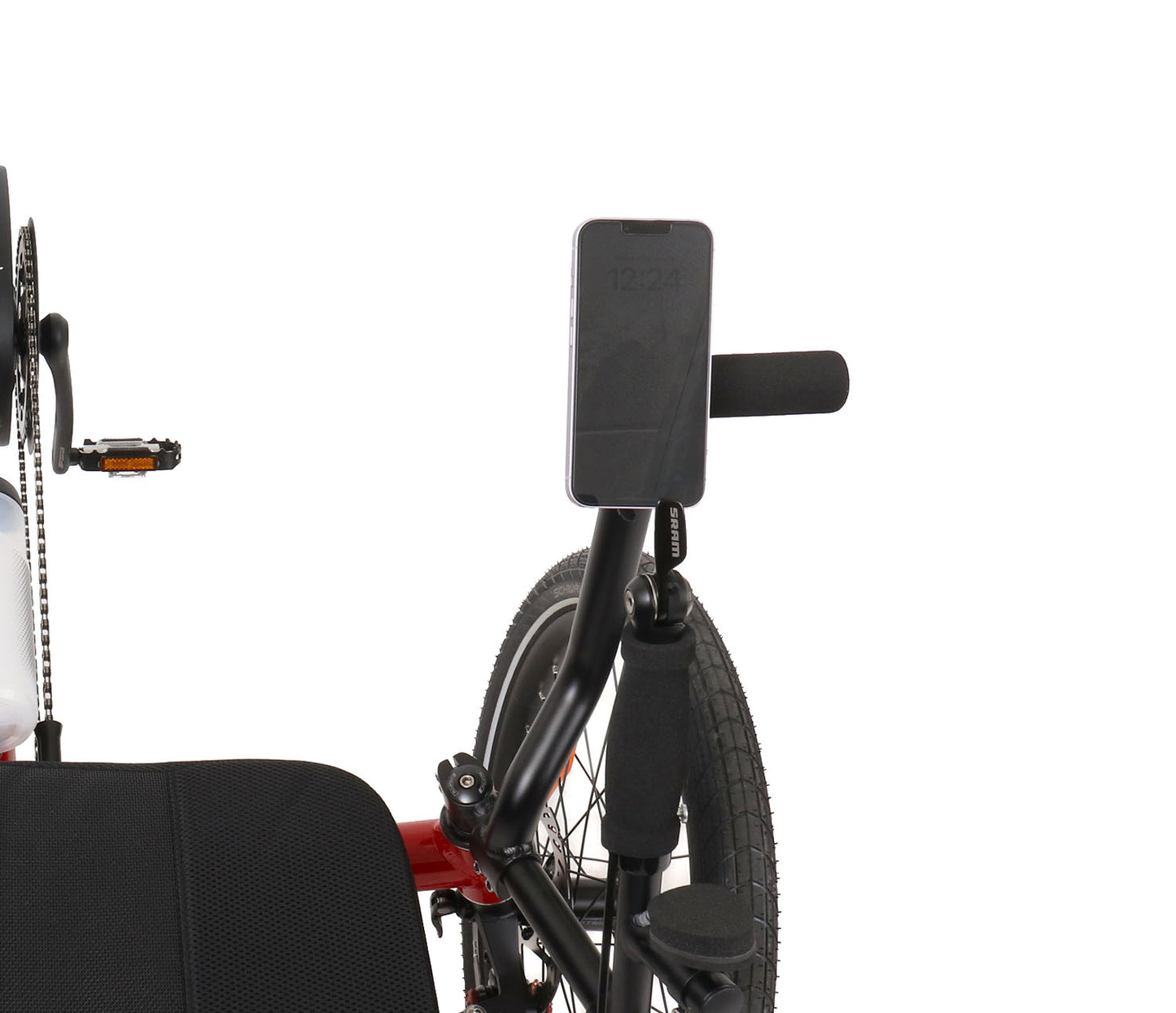 Fidlock VACUUM Universal Phone Patch, studio view shown mounted on trike