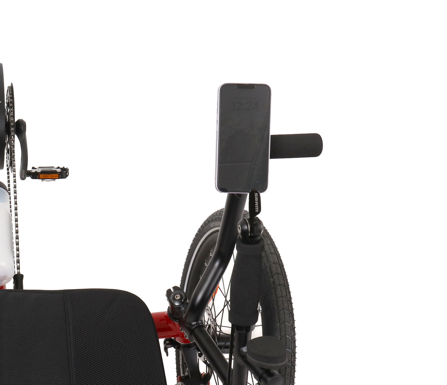 Fidlock VACUUM Universal Phone Patch, studio view shown mounted on trike