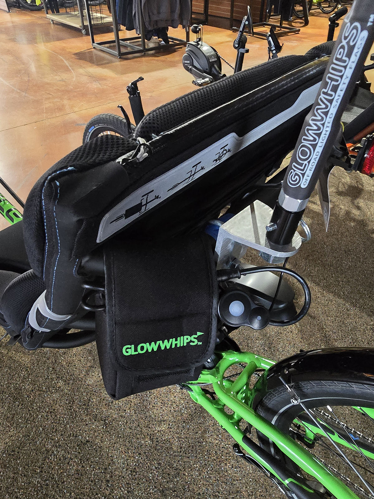 Glowwhips 4ft Bicycle Light Kit, mounted on ICE Trike
