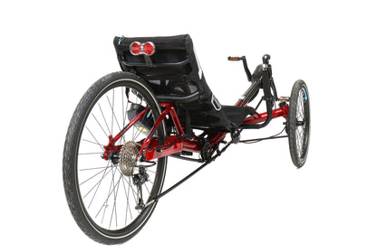 HP Velotechnik Gekko fx 26 Shimano Steps 5000 Magma Red, studio rear quarter view