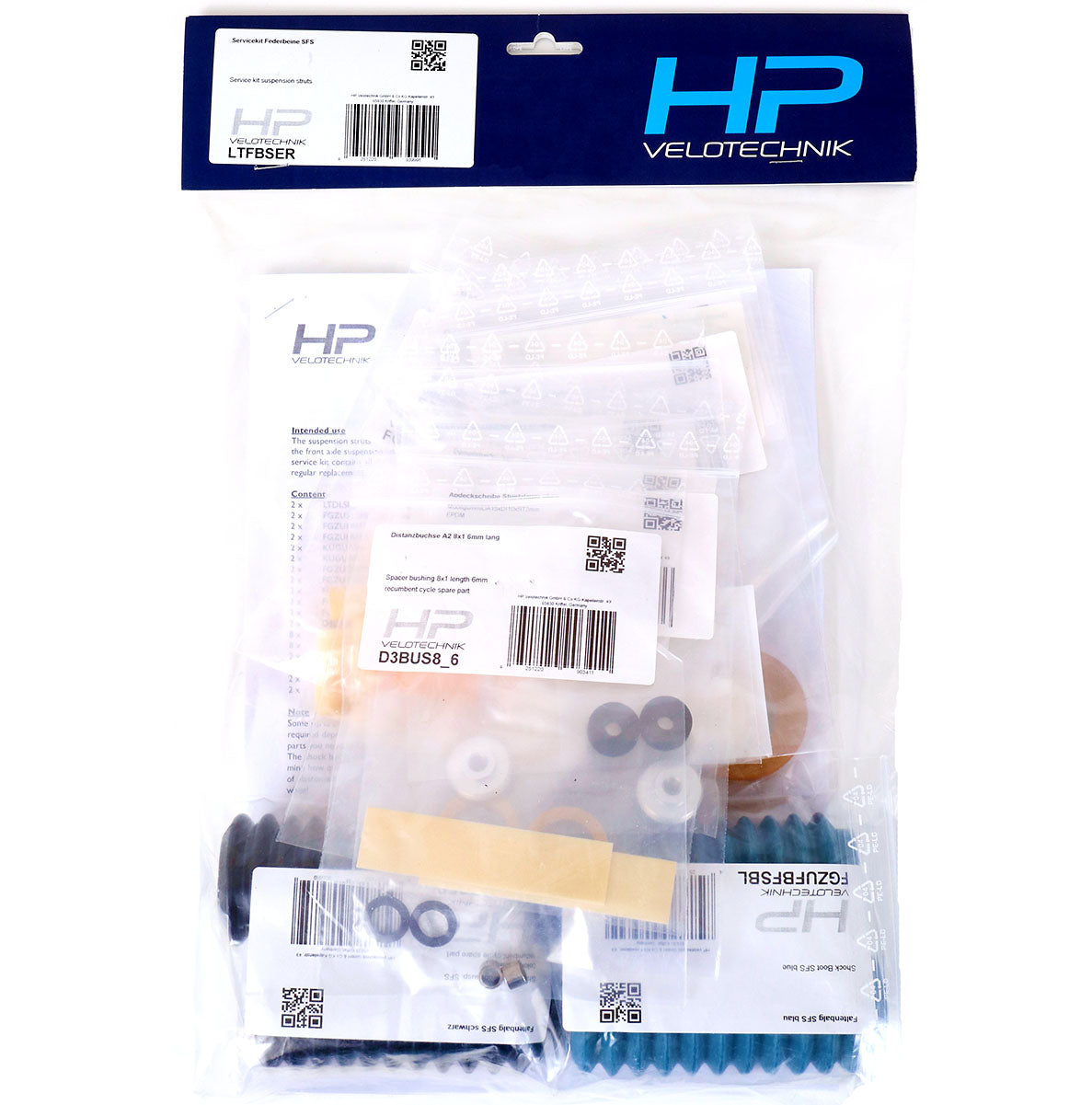 HP Velotechnik Scorpion Front Suspension Service Kit shown in the packaging.