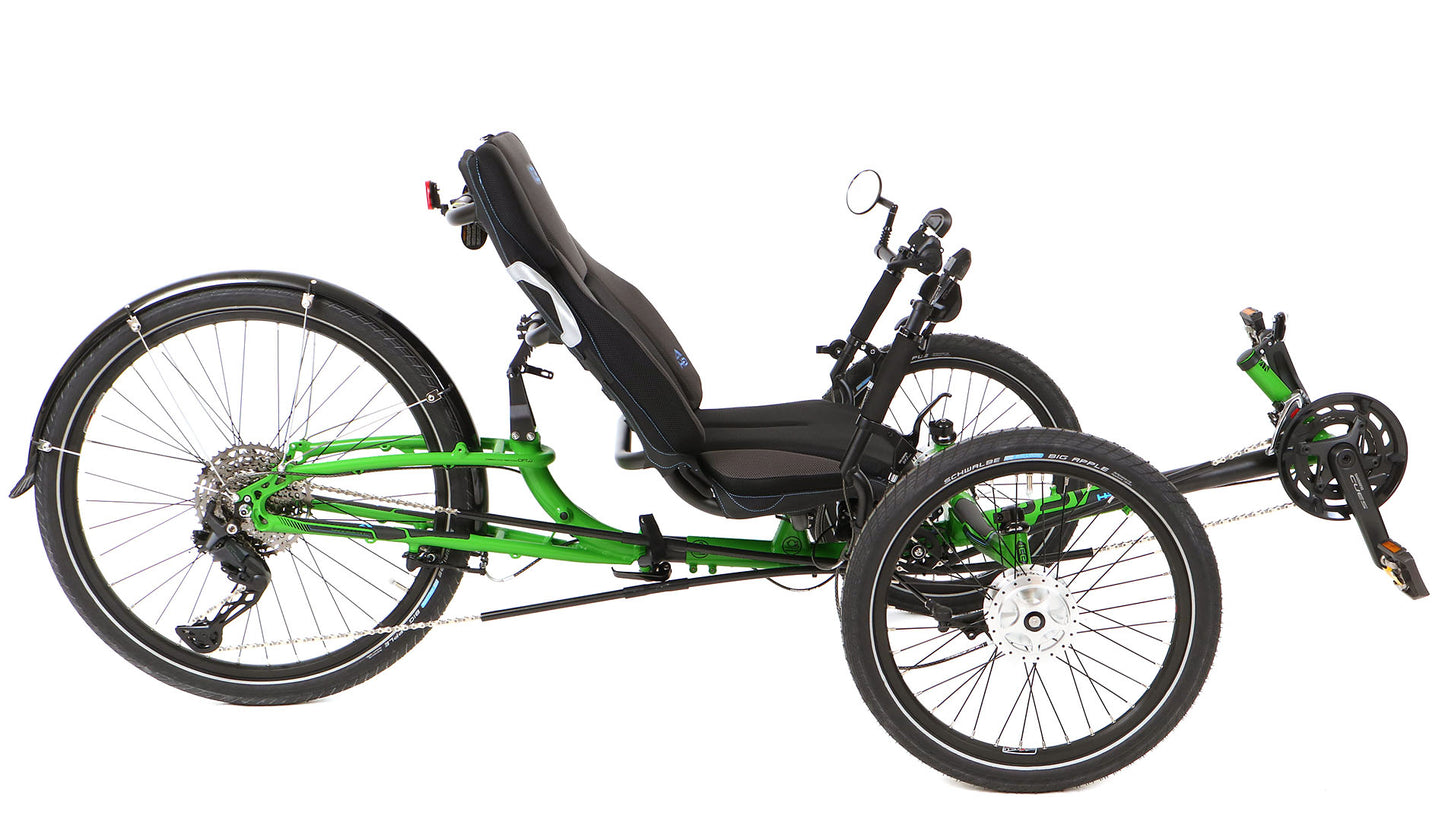 ICE Adventure HD 26 Kiwi Green Recumbent Trike, studio side view