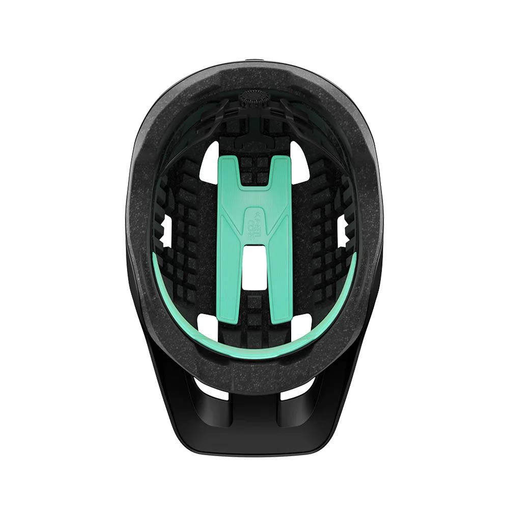 Inside view of the Lazer Finch Kineticore Youth Bike Helmet in Matte Black against a white background.