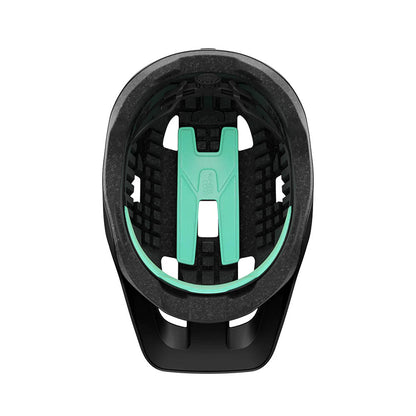 Inside view of the Lazer Finch Kineticore Youth Bike Helmet in Matte Black against a white background.