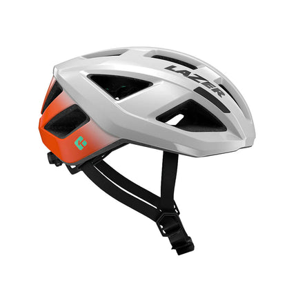 Lazer Tonic Kineticore Helmet White Orange, studio side view