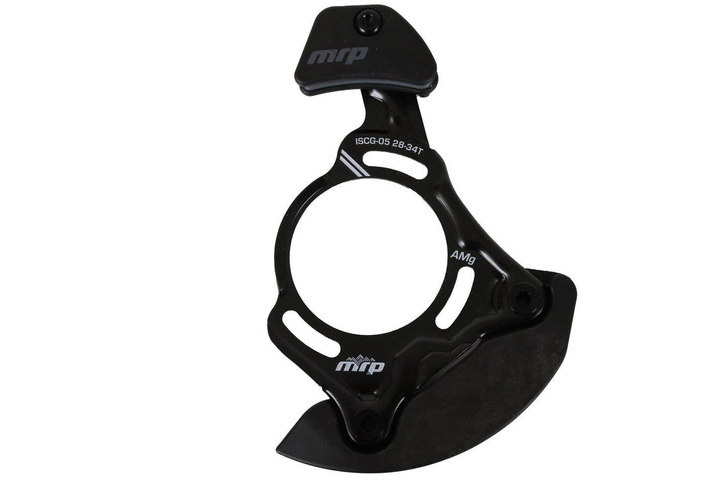 Black MRP AMg CS chain guide for bicycles, featuring a steel backplate and nylon upper guide.