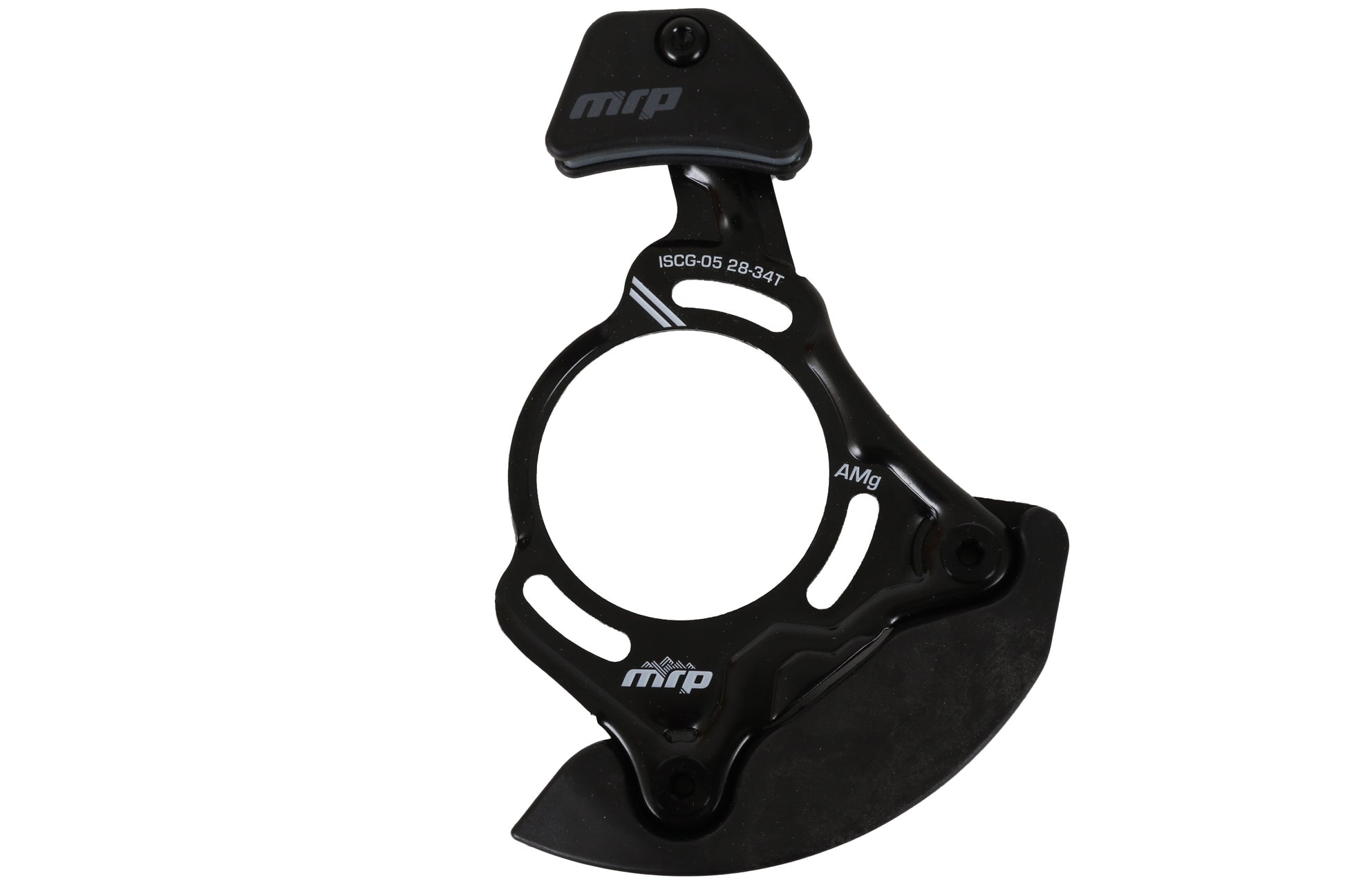 Black MRP AMg CS chain guide for bicycles, featuring a steel backplate and nylon upper guide.