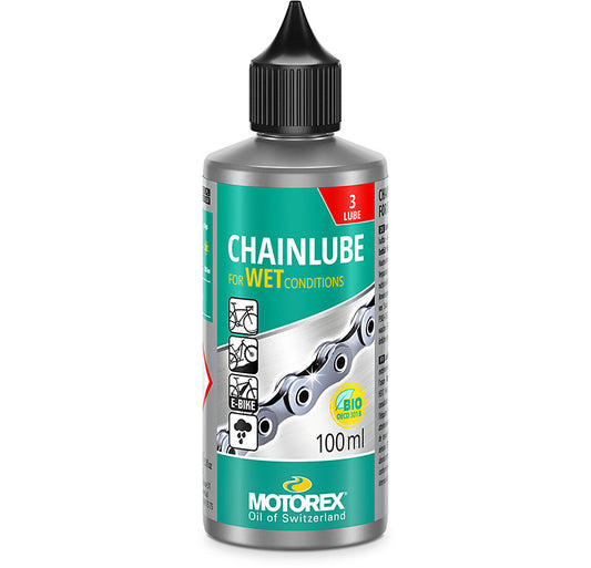 Motorex Wet Conditions Chain Lube 100ml, studio front view