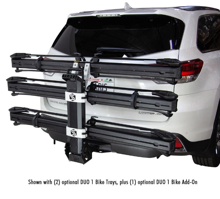 Saris MHS 2-Bike Base - 2" Hitch On Vehicle Studio Image with Bike Trays