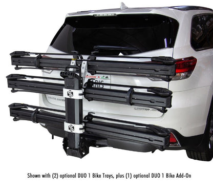 Saris MHS 2-Bike Base - 2" Hitch On Vehicle Studio Image with Bike Trays
