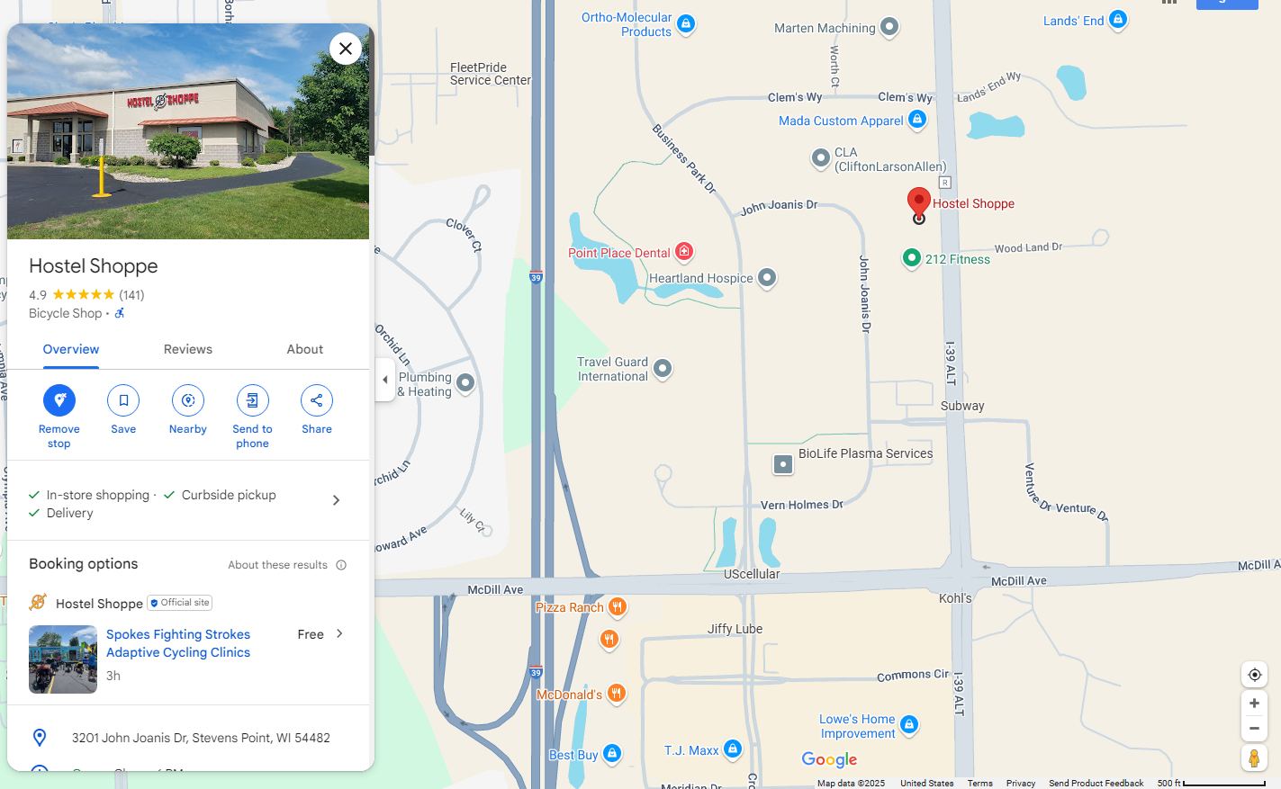 Screenshot of Hostel Shoppe on Google Maps