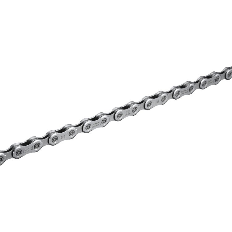 Shimano Deore CN-M6100 Hyperglide+ 126 Links Silver 12 Speed Chain studio image right quarter