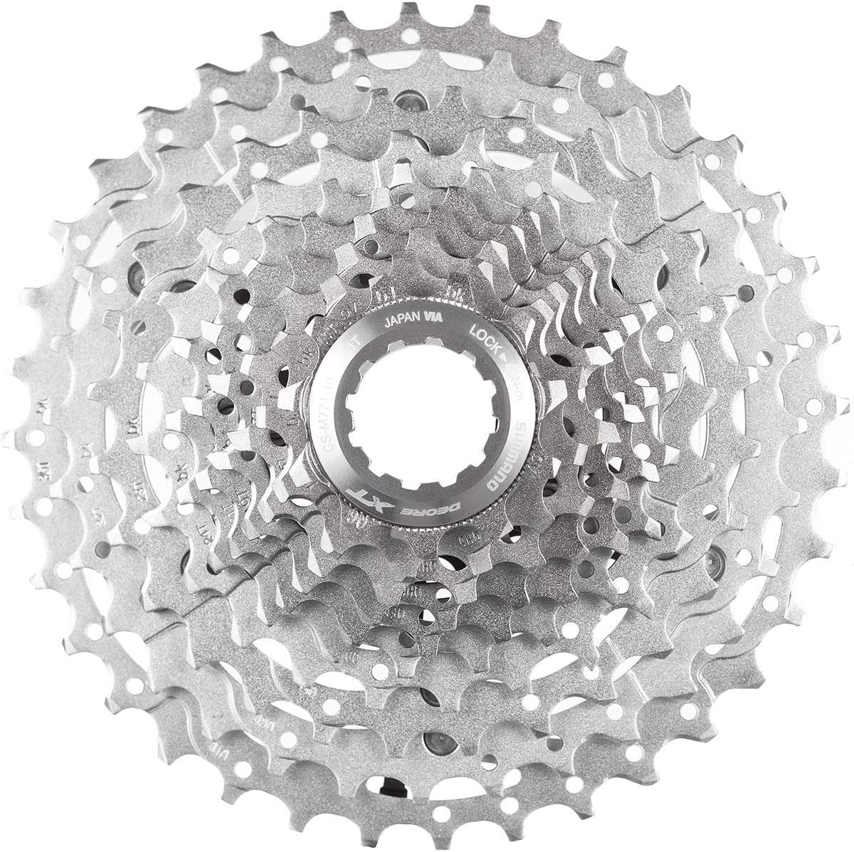 Shimano Deore XT CS-M771 10 Speed 11-36t Silver Cassette, studio photo