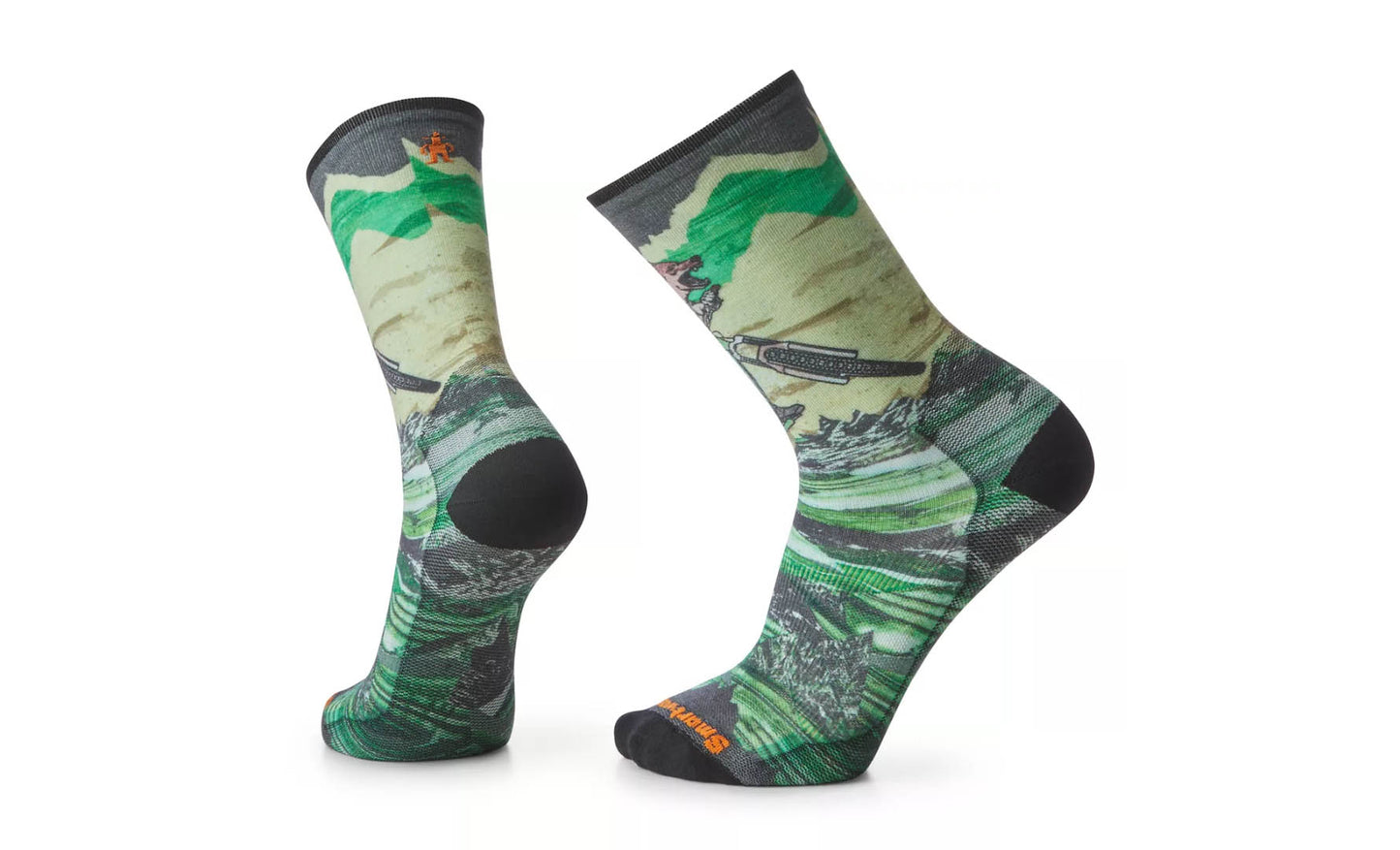 Smartwool Bike Zero Cushion Wolf Print Crew Socks Natural
