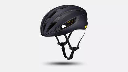 Side angled view of the Specialized Loma Helmet in black against a white background.