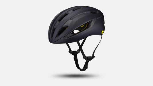 Side angled view of the Specialized Loma Helmet in black against a white background.