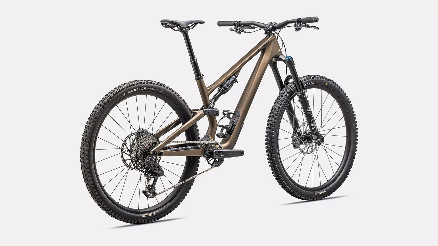 Specialized Stumpjumper 15 Comp Satin Burnt Gold/ Gunmetal, studio rear quarter view