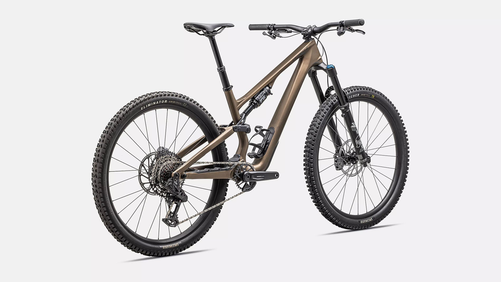 Specialized Stumpjumper 15 Comp Satin Burnt Gold/ Gunmetal, studio rear quarter view