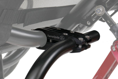 T-Cycle Azub SeatSide Mount Kit (Back of Seat) Trikes After 2018 studio image mounted on Azub trike clamps closeup