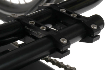 T-Cycle Greenspeed Magnum SeatSide Seat Mount Kit studio image mounted to greenspeed magnum clamp closeup
