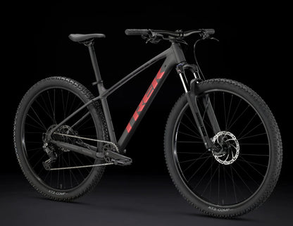 Trek Marlin 5 Gen 3 Matte Black, studio front quarter view