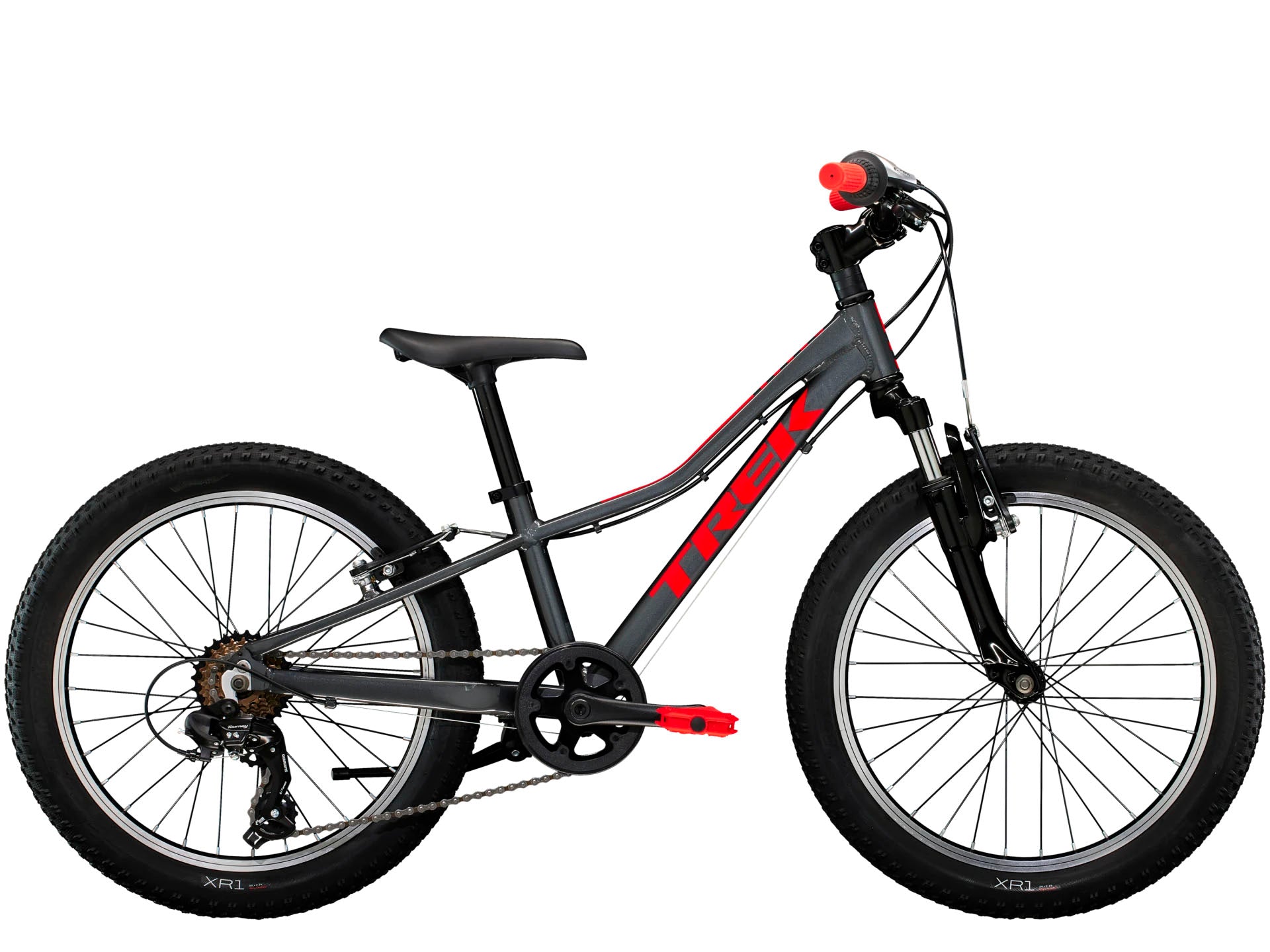 Trek Precaliber Kids 7 Speed Bike 20" Lithium Grey, studio side view