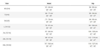 Trek-Solstice-Womens-Cycling-Short-Black, sizing chart