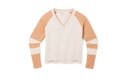 Smartwool Womens Edgewood V-Neck Almond Studio Image